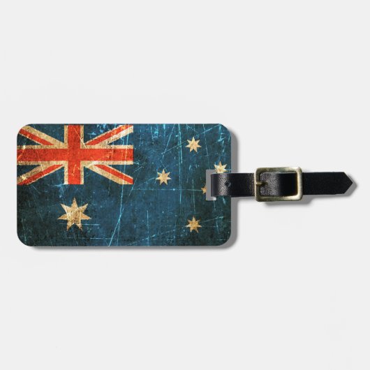 傷付けられ、擦り切れたなヴィンテージのオーストラリア人の旗 ラゲッジタグ (正面横)