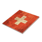 傷付けられ、擦り切れたなヴィンテージのスイス人の旗 タイル (側面)