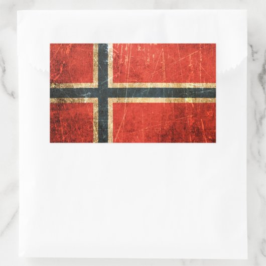 傷付けられ、擦り切れたなヴィンテージのノルウェー人の旗 長方形シール (バッグ)