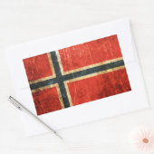 傷付けられ、擦り切れたなヴィンテージのノルウェー人の旗 長方形シール (封筒)