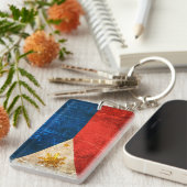 傷付けられ、擦り切れたなヴィンテージのフィリピン人の旗 キーホルダー (正面右)