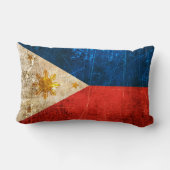 傷付けられ、擦り切れたなヴィンテージのフィリピン人の旗 ランバークッション (裏面)