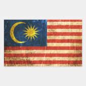 傷付けられ、擦り切れたなヴィンテージのマレーシア人の旗 長方形シール (正面)