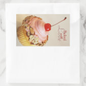 傾いたさくらんぼカップケーキベーキングシール 長方形シール (バッグ)