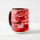 傾いた四角形の角、派手な赤から白っぽい マグカップ (正面左)