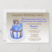 傾けられたケーキの驚きの誕生日の招待状 招待状 (正面)