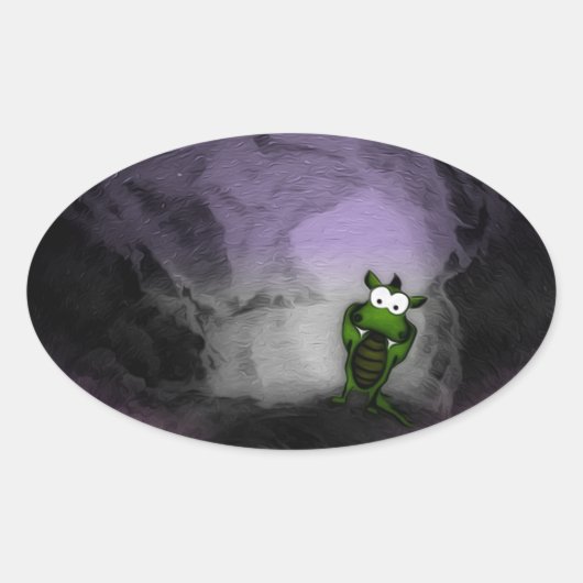 傾けられたドラゴン 楕円形シール (正面)