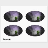 傾けられたドラゴン 楕円形シール (シート)