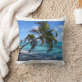 傾けられたヤシの木-白 クッション (ブランケット)