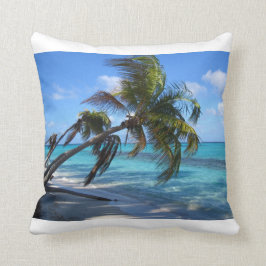 傾けられたヤシの木-白 クッション
