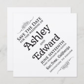 傾けられた保存日付の招待状 セーブザデート (正面/裏面)