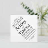 傾けられた保存日付の招待状 セーブザデート (スタンド正面)