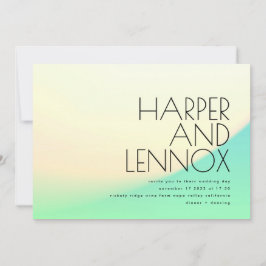 傾ミニマルグラデーション度の黄色い緑の熱帯性 招待状