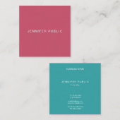 傾向はモダンな最小主義のエレガントなテンプレートを着色します スクエア名刺 (正面/裏面)