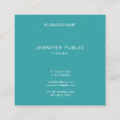 傾向はモダンな最小主義のエレガントなテンプレートを着色します スクエア名刺 (裏面)
