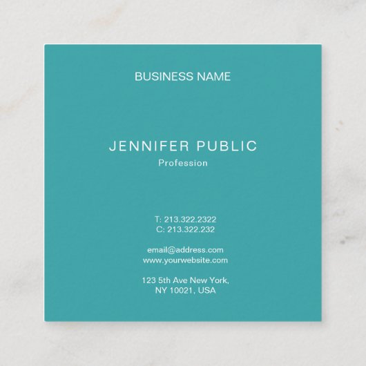 傾向はモダンな最小主義のエレガントなテンプレートを着色します スクエア名刺 (裏面)