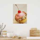 傾斜さくらんぼカップケーキ食品ポスター ポスター (キッチン)