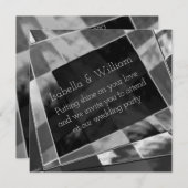 傾斜した不規則な長方形、黒と派手な灰色 招待状 (正面/裏面)