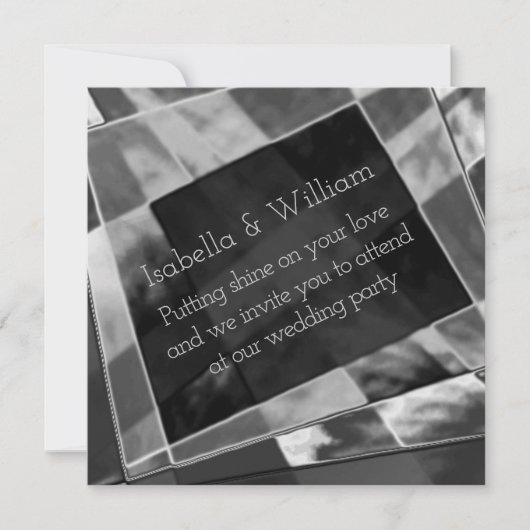 傾斜した不規則な長方形、黒と派手な灰色 招待状 (正面)