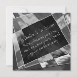 傾斜した不規則な長方形、黒と派手な灰色 招待状