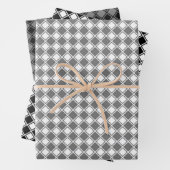 傾斜した市松模様にグレースケールラッピング紙シート ラッピングペーパーシート (インサイチュ)