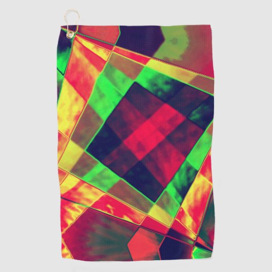 傾斜した色の四角形と長方形 ゴルフタオル (正面)