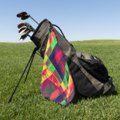 傾斜した色の四角形と長方形 ゴルフタオル (グリーン)