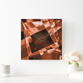 傾斜し、いくつかのサンゴの正方形と長方形 スクエア壁時計 (ホーム)