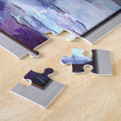 傾斜のヨットのシンプルな水彩画そしてインク ジグソーパズル (側面)