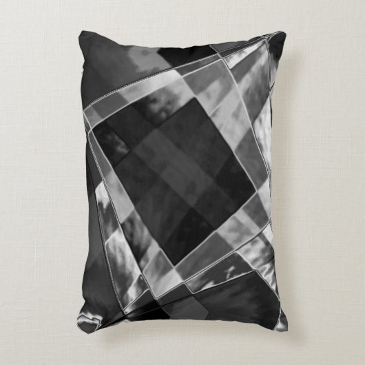 傾斜または引き伸ばされた長方形、黒い派手な灰色 アクセントクッション (正面(垂直))