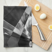傾斜または引き伸ばされた長方形、黒い派手な灰色 キッチンタオル (四つ折り)