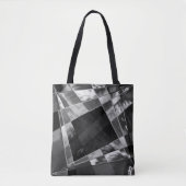 傾斜または引き伸ばされた長方形、黒い派手な灰色 トートバッグ (正面)