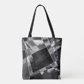 傾斜または引き伸ばされた長方形、黒い派手な灰色 トートバッグ (裏面)