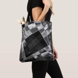 傾斜または引き伸ばされた長方形、黒い派手な灰色 トートバッグ