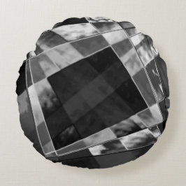 傾斜または引き伸ばされた長方形、黒い派手な灰色 ラウンドクッション