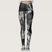 傾斜または引き伸ばされた長方形、黒い派手な灰色 レギンス (正面)