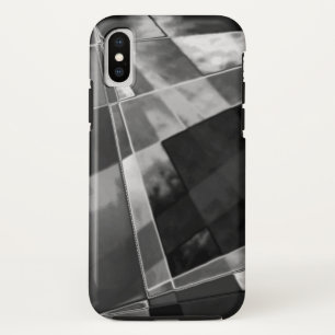 傾斜または引き伸ばされた長方形、黒い派手な灰色 iPhone X ケース