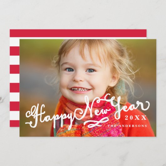 傾斜スクリプト |新年のお祝いの写真カード シーズンカード (正面/裏面)