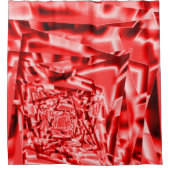 傾斜正方形のコーナー、派手な赤から白まで シャワーカーテン (正面)