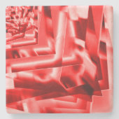 傾斜正方形のコーナー、派手な赤から白まで ストーンコースター (正面)