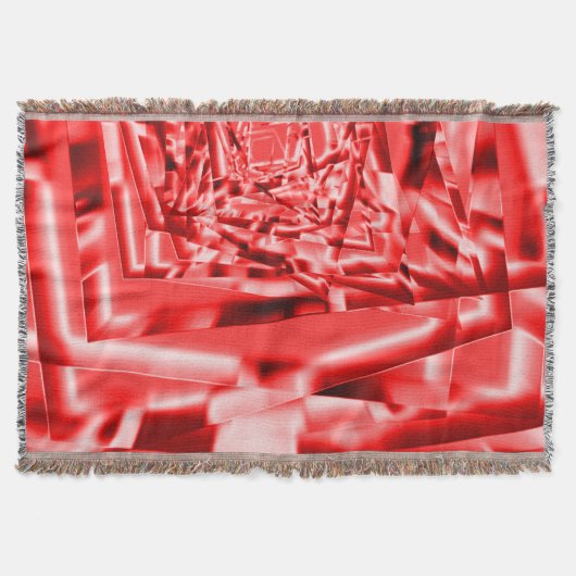 傾斜正方形のコーナー、派手な赤から白まで スローブランケット (正面)