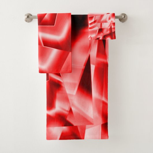 傾斜正方形のコーナー、派手な赤から白まで バスタオルセット (インサイチュ)