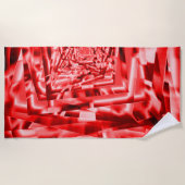 傾斜正方形のコーナー、派手な赤から白まで ビーチタオル (正面)