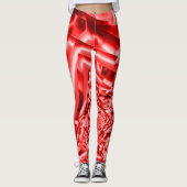 傾斜正方形のコーナー、派手な赤から白まで レギンス (正面)