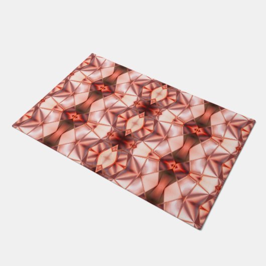 傾斜澄ん形状のサーモンにバーガン色の ドアマット (アングル)