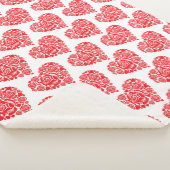 傾斜赤いハート大型シェルパ毛布 シェルパブランケット (3/4)