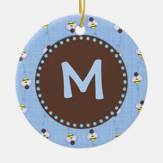 働き者のカスタムなモノグラムのオーナメント セラミックオーナメント (正面)