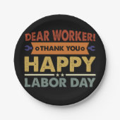 働き親愛者有難う働き日労働者日 ペーパープレート (正面)