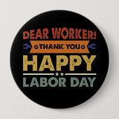 働き親愛者有難う働き日労働者日 缶バッジ (正面)