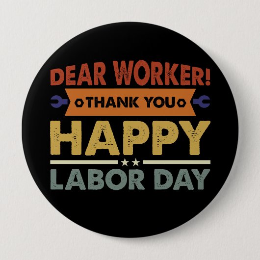 働き親愛者有難う働き日労働者日 缶バッジ (正面)